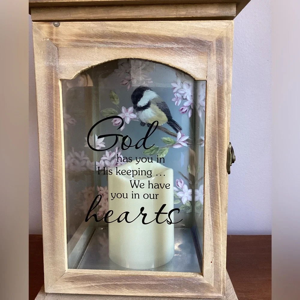 Wooden Lantern with glass panels & door